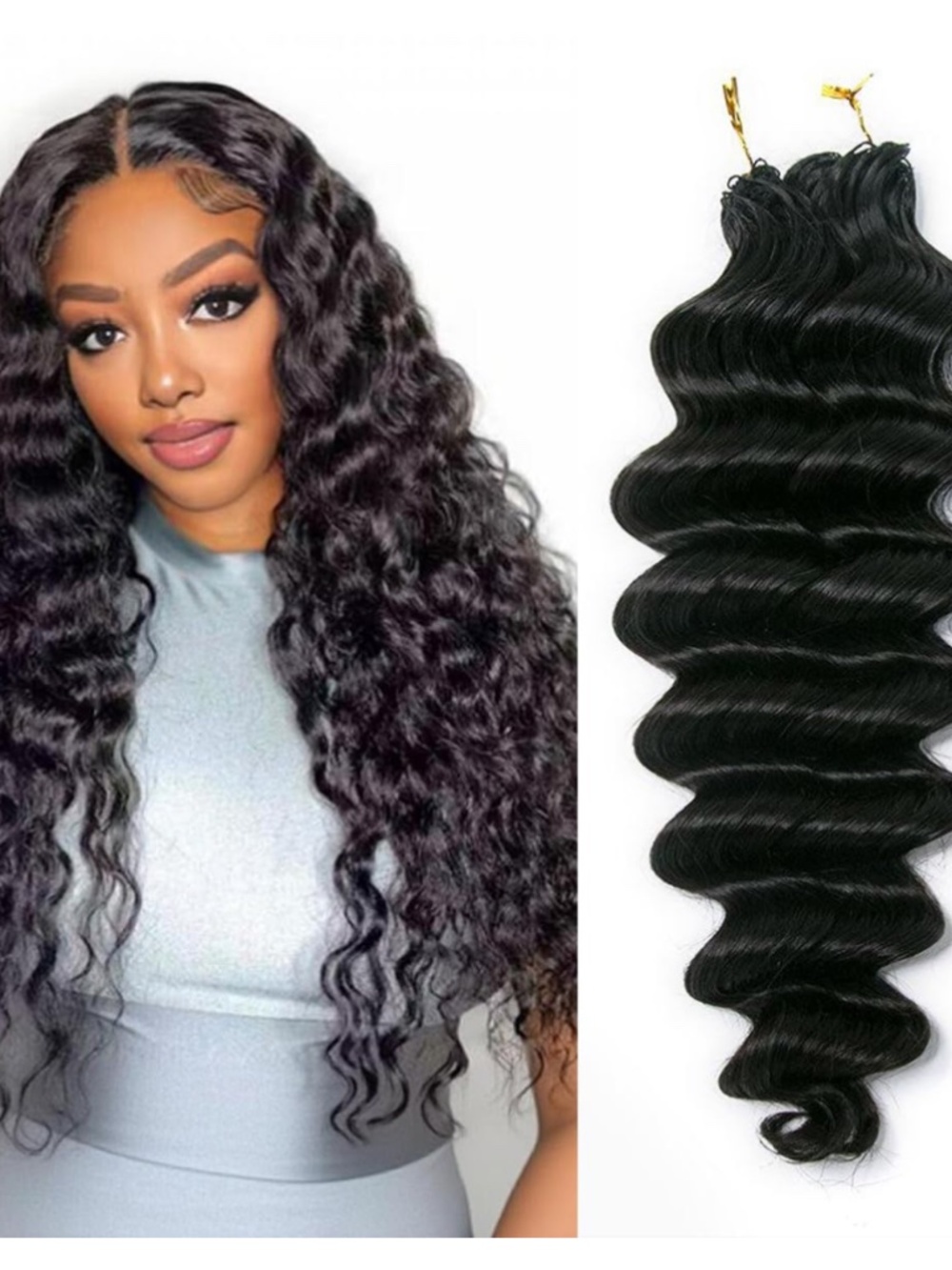Reusable Human Crochet Hair Loose Deep Wave 180G 150Strands 20 Inch NC